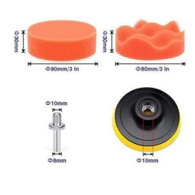 Car polishing sponge set 3 inch 7 sets of flat wave sponge wheel polishing plate wax sponge polishing wheel - IceAndFire